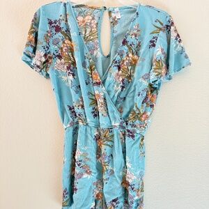 Xhilaration Blue Floral Romper-Size Small-Perfect for Summer
